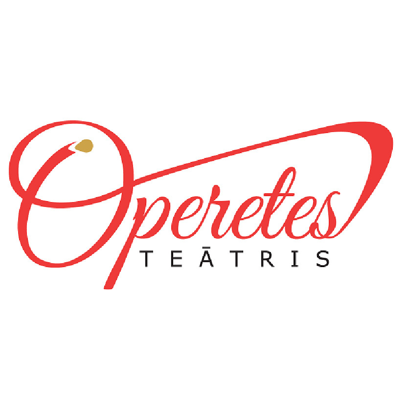 SIA"Operetes teātris" logotips ar kaligrāfiskām sarkanām līnijām