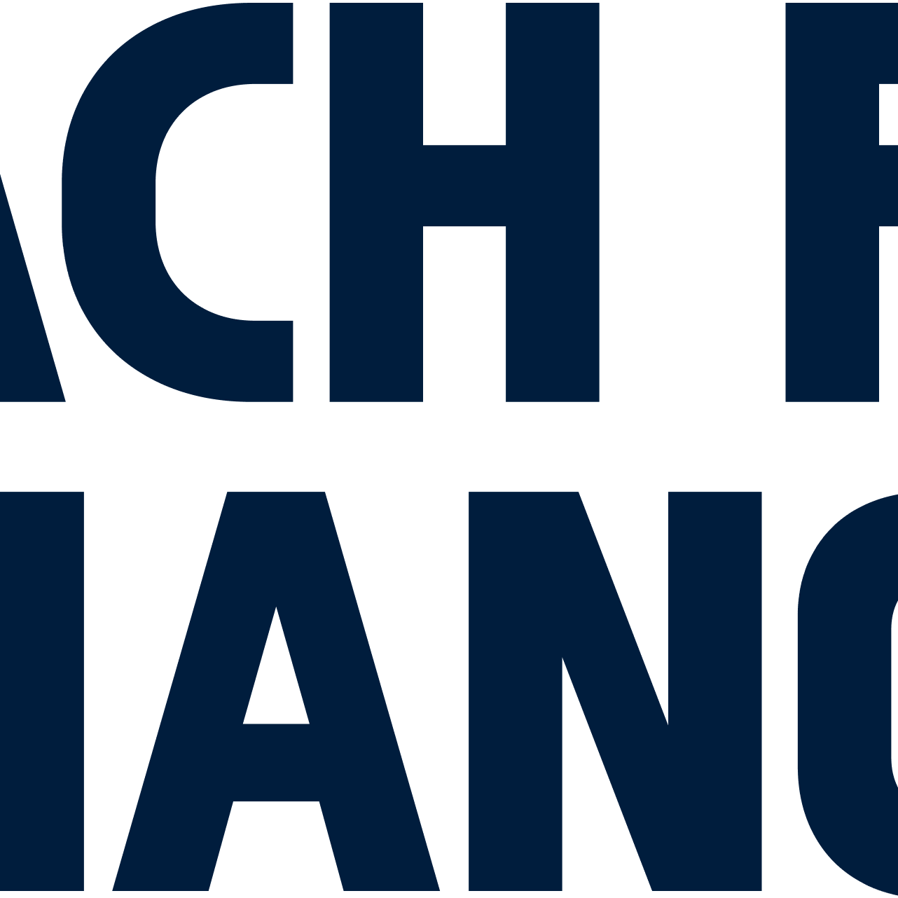 Organizācijas logo: tumši zils uzraksts Reach For change