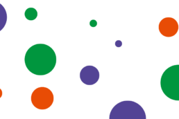 Ilustratīvs attēls - bumbiņas violetā, zaļā un oranžā krāsā