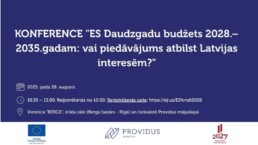 Tumši zils fons. Uzraksts: Konference: 