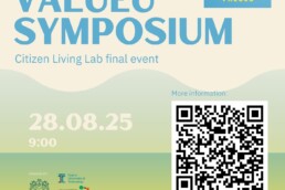 Uzraksts Value Symposium ar QR kodu. Konference norisinās 28.augustā pulksten 9.00